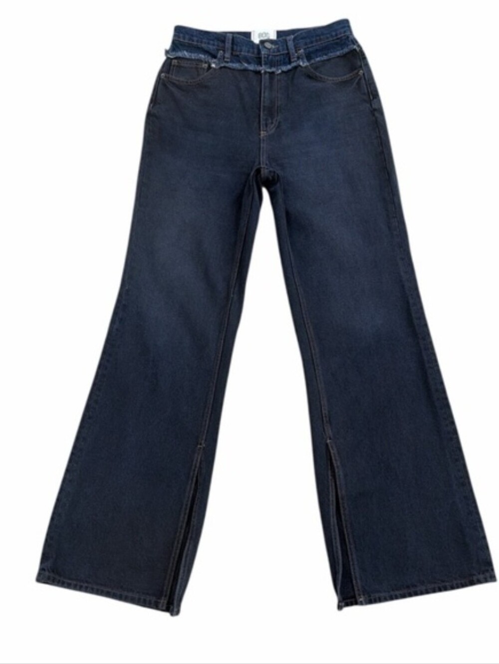 BDG Two‑Tone Colorblock Flared Split‑Hem Jeans – Dark Wash, Waist 30, Inseam 32